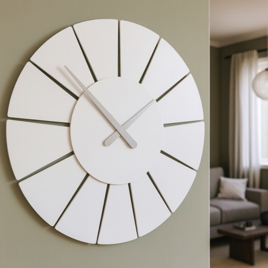 Orologio da parete bianco in legno rotondo design moderno