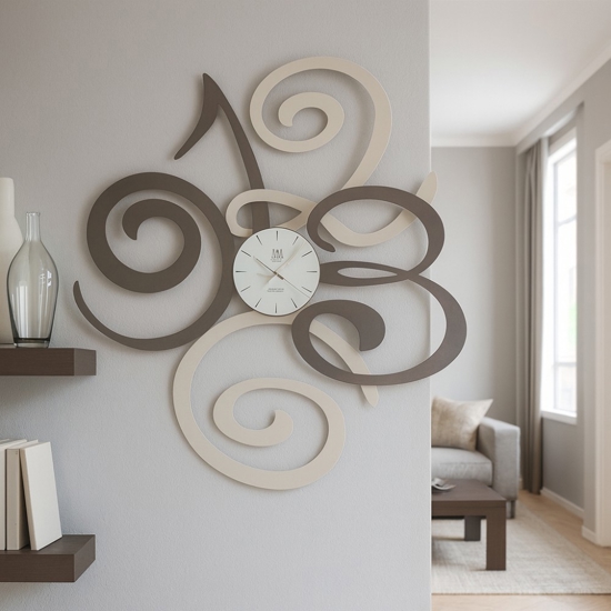 Grande orologio da parete design moderno fango nocciola Grande orologio da parete design moderno fango nocciola