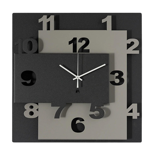 Orologio da parete quadrato moderno nero e fango Orologio da parete quadrato moderno nero e fango