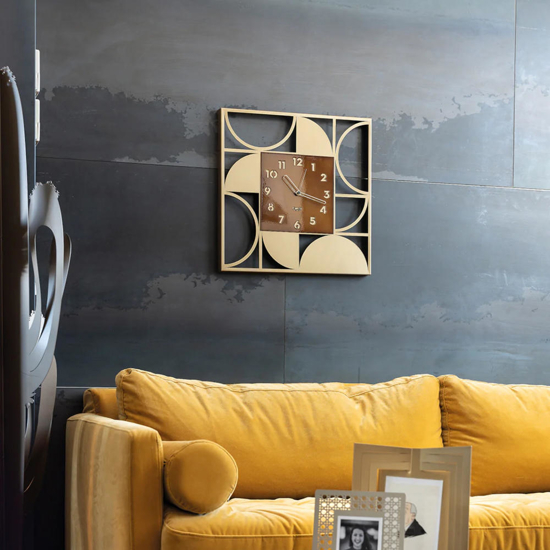 Orologio da parete moderno quadrato oro e caramello Orologio da parete moderno quadrato oro e caramello
