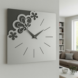 Orologio quadrato moderno da parete grigio traforato