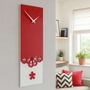 Visualizza i dettagli per Merletto orologio a pendolo da parete moderno legno rosso rubino grigio Merletto orologio a pendolo da parete moderno legno rosso rubino grigio