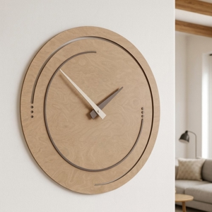 Visualizza i dettagli per Orologio rotondo da parete in legno effetto noce e sabbia Orologio rotondo da parete in legno effetto noce e sabbia