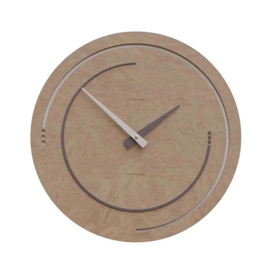 Orologio rotondo da parete in legno effetto noce e sabbia