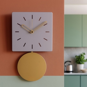 Visualizza i dettagli per Orologio con pendolo moderno design quadrato viola chiaro Orologio con pendolo moderno design quadrato viola chiaro