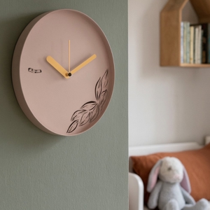 Orologio moderno da parete design rotondo foglie color gelso