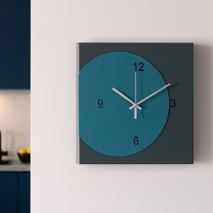 Orologio quadrato da parete moderno blu petrolio