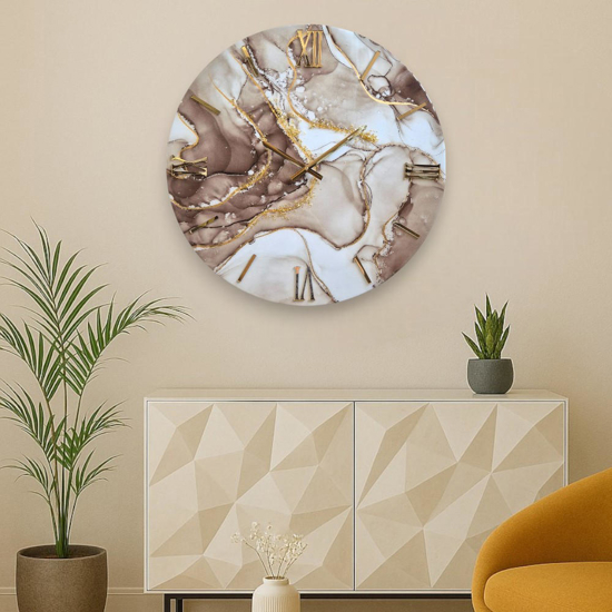 Grande orologio per parete 100cm luxury moderno tondo resina oro