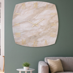 Visualizza i dettagli per Orologio effetto marmo da parete 90cm numeri e lancette in oro Orologio effetto marmo da parete 90cm numeri e lancette in oro