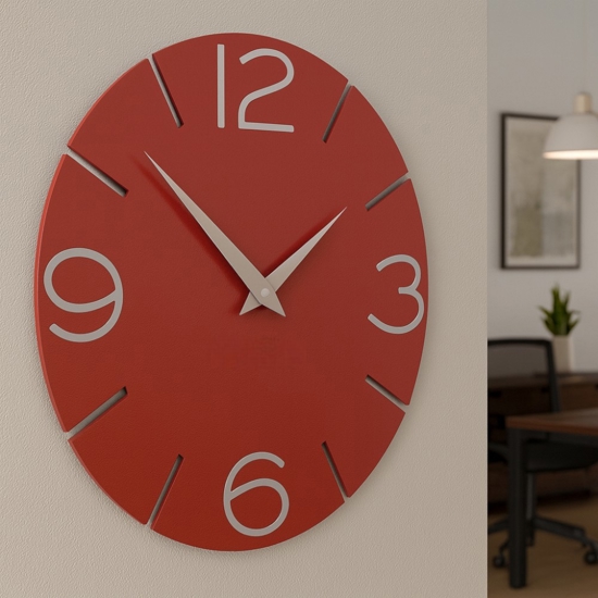 Orologio rotondo moderno da parete colore rubino