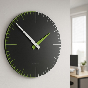 Orologio da parete moderno nero verde bianco in legno taglio laser