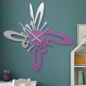 Visualizza i dettagli per Armonico orologio moderno da parete legno grigio viola Armonico orologio moderno da parete legno grigio viola