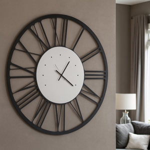 Visualizza i dettagli per Orologio da parete big nero design rotondo numeri romani Orologio da parete big nero design rotondo numeri romani