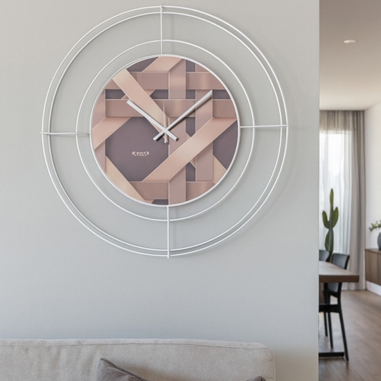 Orologio moderno da parete bianco design intreccio linee