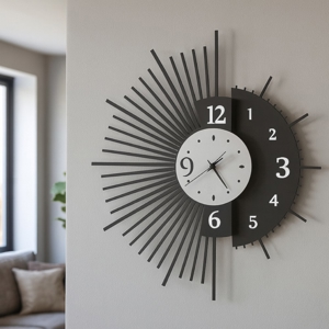 Visualizza i dettagli per Orologio da parete design moderno nero colore bianco marmo Orologio da parete design moderno nero colore bianco marmo