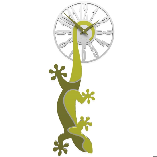 Geko orologio moderno da parete legno verde cedro