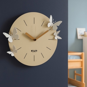 Orologio da parete farfalle moderno rotondo crema