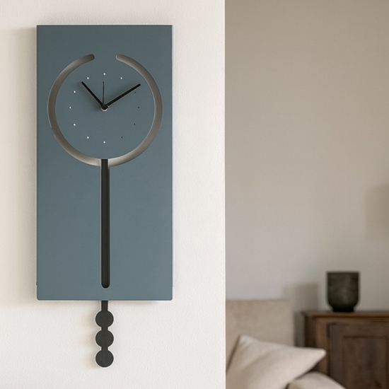Orologio da parete a pendolo design moderno petrolio e nero