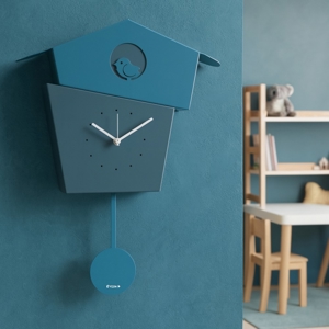 Orologio a pendolo da parete con uccellino colore blu