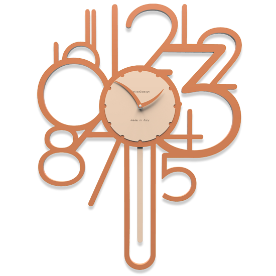 Orologio a pendolo moderno da parete legno colore terracotta