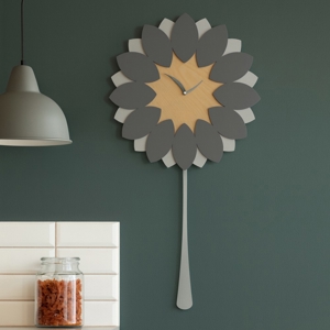 Visualizza i dettagli per Orologio a pendolo parete flip legno colore grigio quarzo Orologio a pendolo parete flip legno colore grigio quarzo