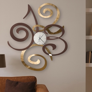 Grande orologio design originale da parete bronzo foglia oro