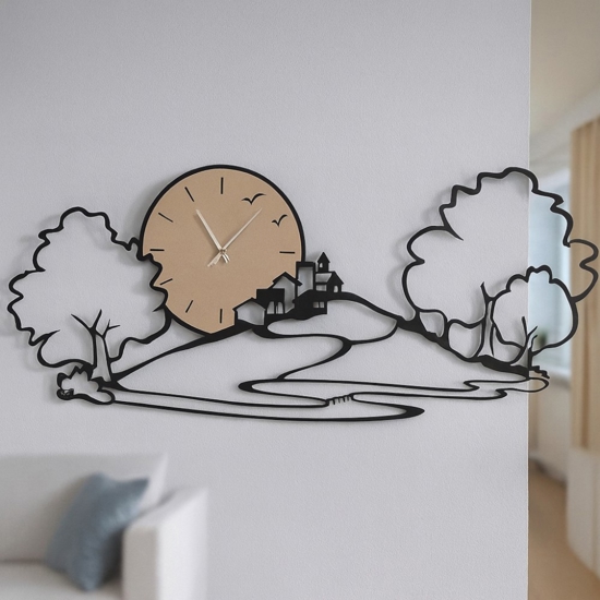 Orologio da parete design paesaggio nero
