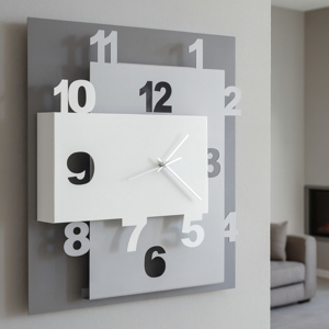 Visualizza i dettagli per Orologio da parete moderno fango bianco e sabbia quadrato Orologio da parete moderno fango bianco e sabbia quadrato