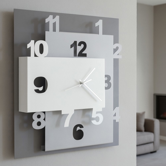 Orologio da parete moderno fango bianco e sabbia quadrato