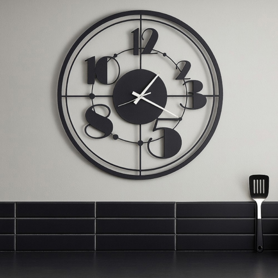 Orologio da parete nero tondo design 50cm tondo