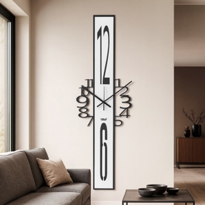 Visualizza i dettagli per Orologio da parete rettangolare nero numeri moderni Orologio da parete rettangolare nero numeri moderni