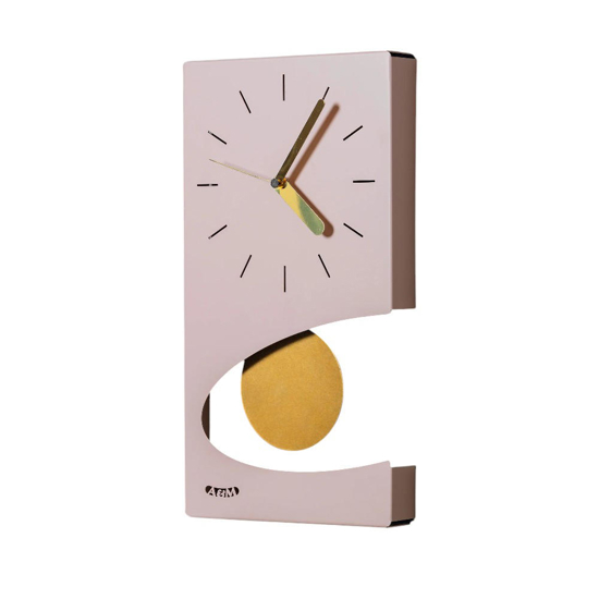 Orologio rettangolare da parete color gelso con pendolo dorato Orologio rettangolare da parete color gelso con pendolo dorato
