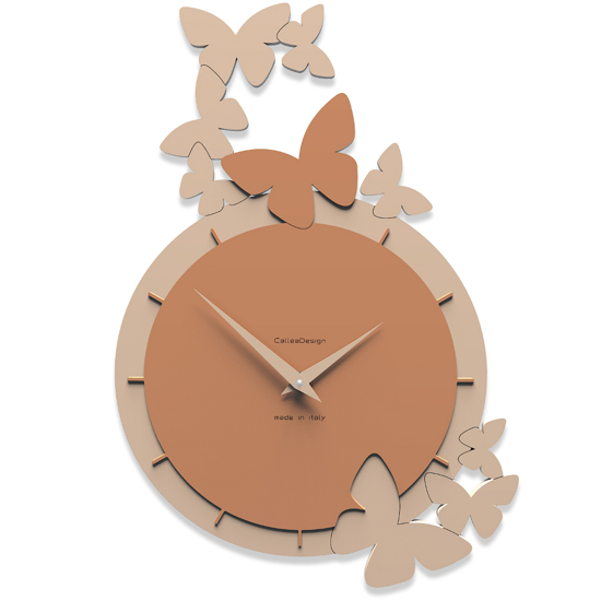 Orologio da parete farfalle legno colore abbronzato