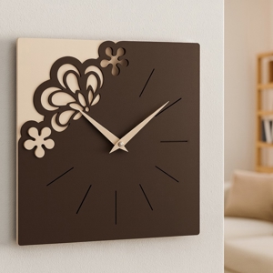 Orologio da parete marrone nocciola moderno quadrato
