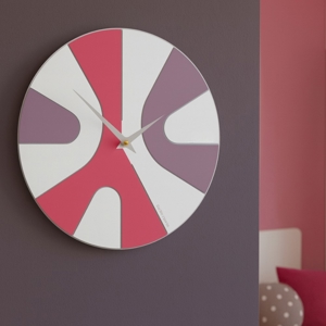 Orologio moderno da parete multicolor rotondo in legno