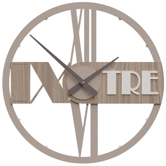 Orologio in legno da parete moderno rotondo effetto noce