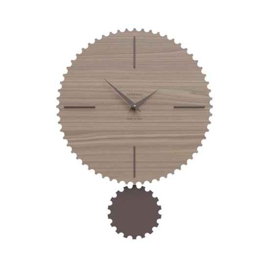 Orologio in legno da parete con pendolo moderno noce e cioccolato