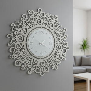 Orologio da parete rotondo moderno avorio e bianco marmo