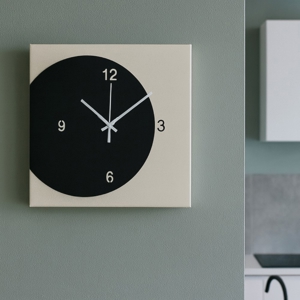 Visualizza i dettagli per Orologio quadrato da parete design moderno nero e avorio Orologio quadrato da parete design moderno nero e avorio