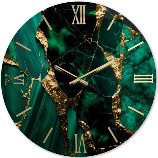 Grande orologio rubino 100cm da parete effetto marmo verde oro Grande orologio rubino 100cm da parete effetto marmo verde oro