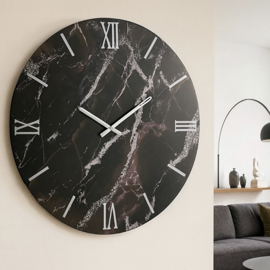Orologio di grandi dimensioni 100cm tondo nero polvere di stelle