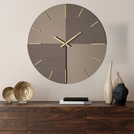 Orologio mistica tondo 60cm da muro vetro bronzo design moderno Orologio mistica tondo 60cm da muro vetro bronzo design moderno