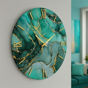 Orologio petrot 40cm da parete di resina effetto marmo verde