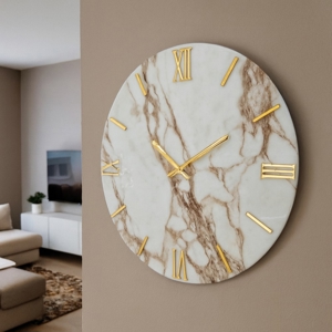 Orologio marmy 100cm da parete moderno tondo dettagli in oro