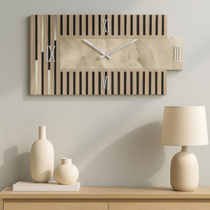 Visualizza i dettagli per Grande orologio design da parete 70x35 legno e resina effetto marmo Grande orologio design da parete 70x35 legno e resina effetto marmo