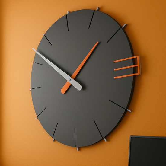 Mike orologio da parete moderno legno colore grigio quarzo Mike orologio da parete moderno legno colore grigio quarzo