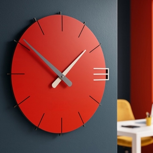 Orologio da parete moderno legno colore rosso fuoco