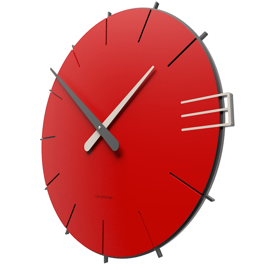 Orologio da parete moderno legno colore rosso fuoco