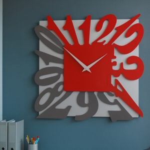 Orologio da parete design rosso moderno quadrato