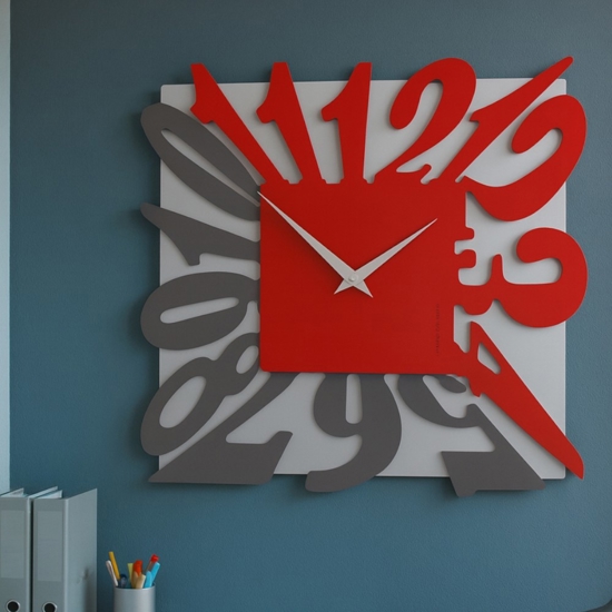 Orologio da parete design rosso moderno quadrato